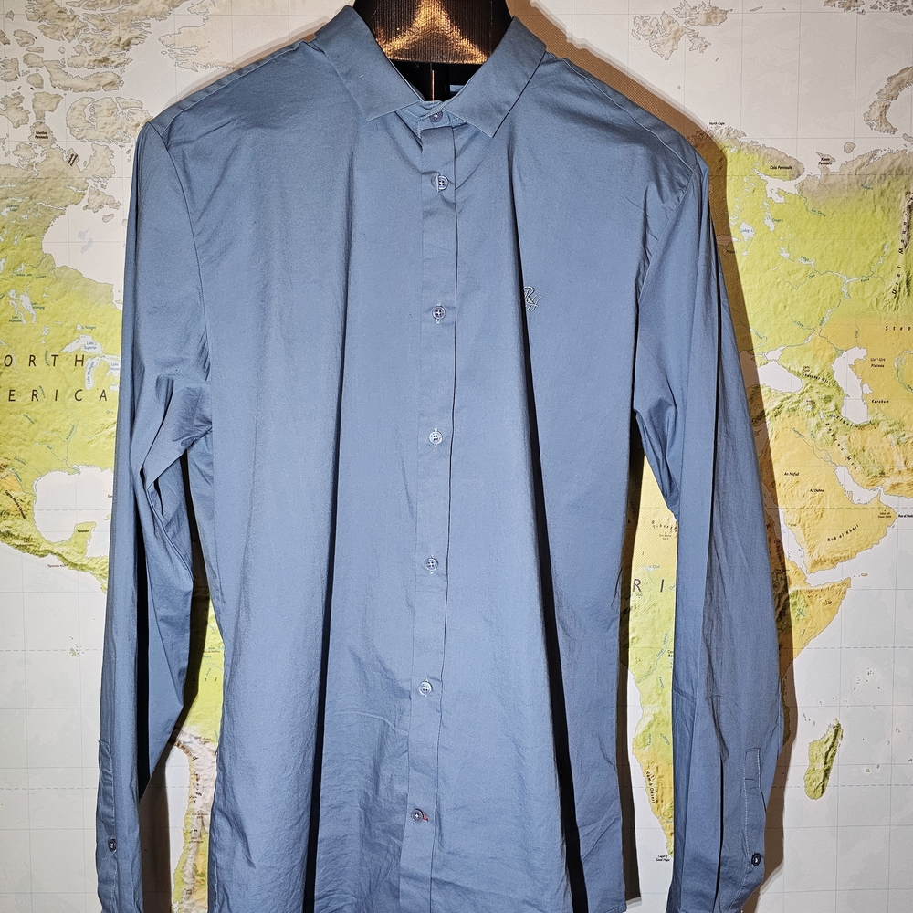 Men's Casual Blue Button Down Shirt